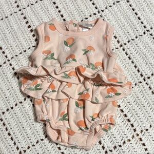 Peach Floral Baby Romper